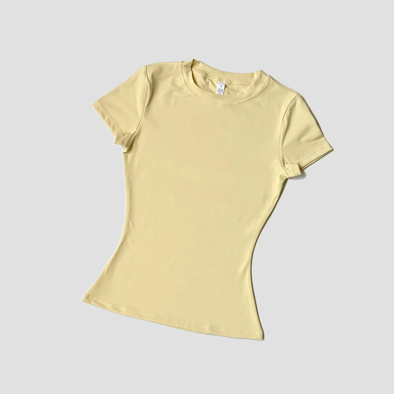 WAREBALL Sports Tops Quick-drying Ladies Tank Top Fitness Running Yoga Short Sleeve Elastic Breathable Yoga T-Shirt For Women