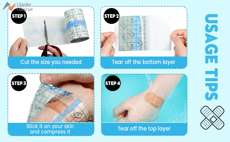 5M Waterproof PU Film for Tattoo Aftercare Protective Skin Healing Bandages Tape Medicinal Wound Dressing Medical Adhesive Tape