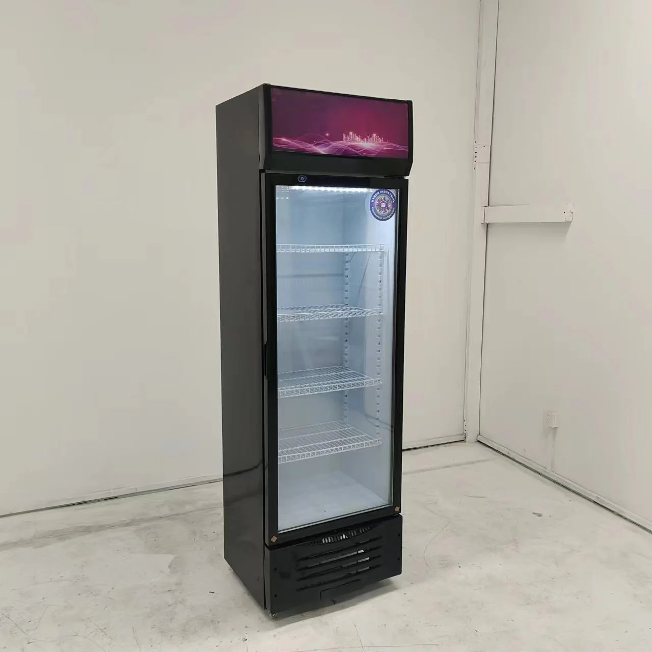 Commercial Single-Temperature Display Refrigerator, Glass Door Beverage Cooler for Drinks & Beverages with Adjustable Shelves
