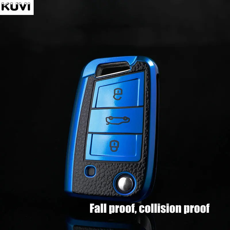 For Volkswagen VW Polo Golf7 MK7 Tiguan for Skoda Octavia Kodiaq Karoq for Seat Ateca Car Key Case Cover Bag Keychain Protector