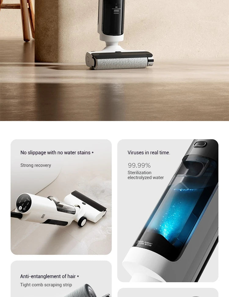 Xiaomi Mijia Cordless Wash Vacuum 2C, Electrolytic Water Sterilization, Anti-Tangle Brush for Pet Hair,Maternal-Infant Certified