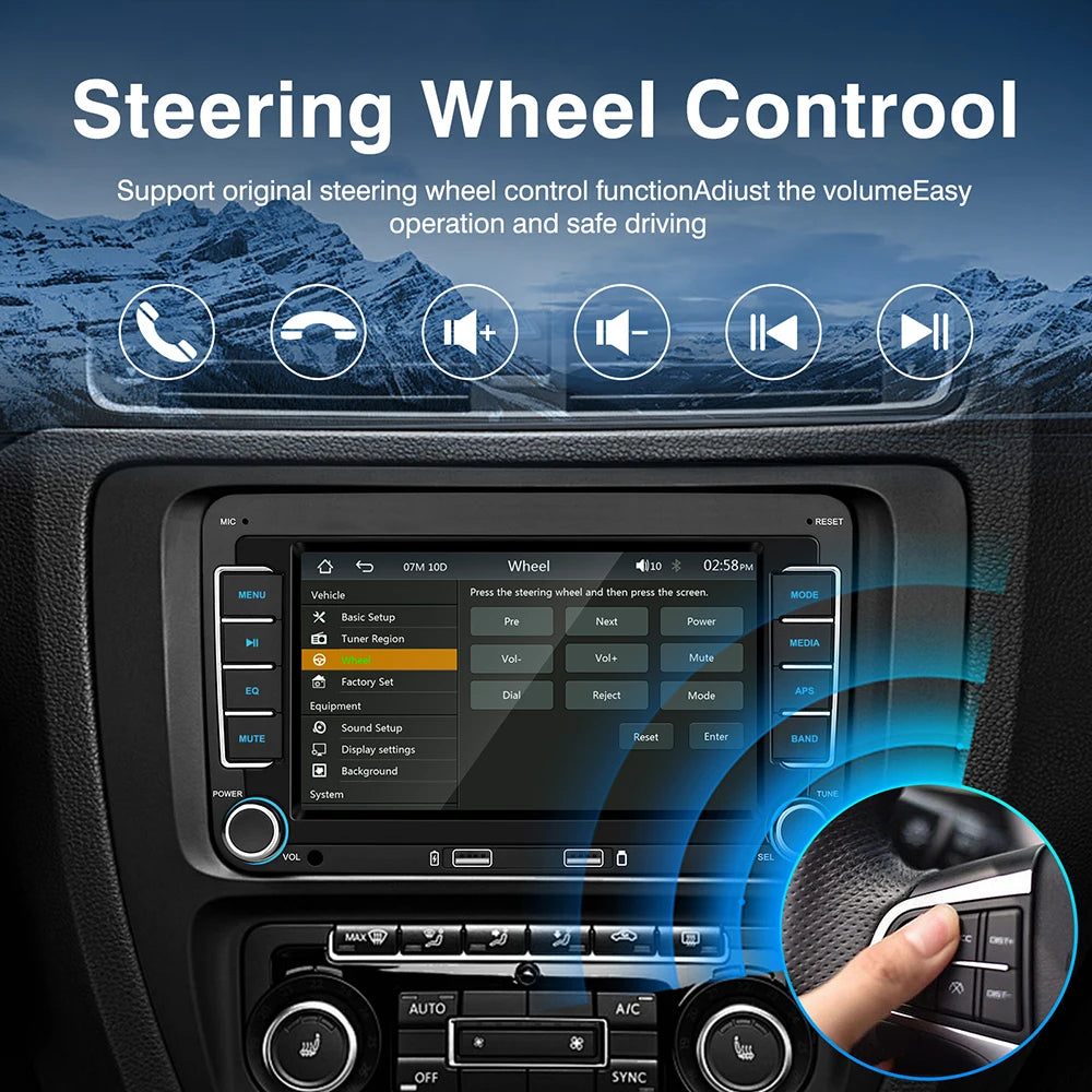 7 Inch Car Stereo For VW Touchcreen BT AM/FM Radio Receiver with Android Auto Carplay USB Charge Support Hands-Free Calling