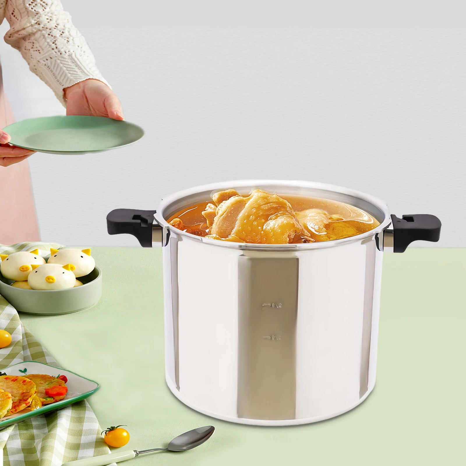 23 Quart 22L 90kpa Pressure Canner and Cooker with Pressure Gauge 10PSI Explosion Proof Safety Valve Extra-Large Size