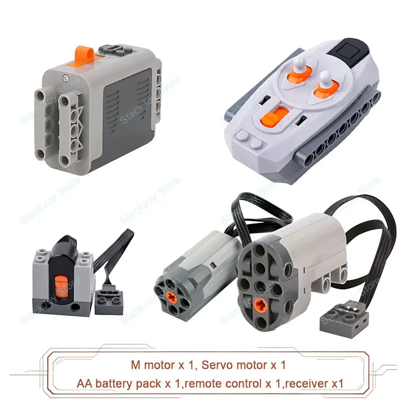 MOC Power Functions M/L/XL Motor Battery Box IR Remote Receiver for RC Car Robot Model Building Blocks Technical Modified Parts