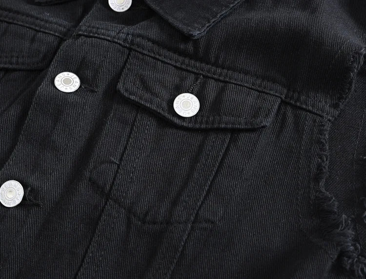 2025 Men's Fashion Jeans Sleeveless Jacket Vest Male Black Blue Denim Jeans Vest  Man Cowboy Outdoors Waistcoat Mens Jacket Vest