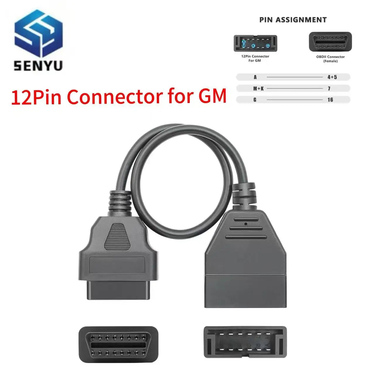 For GM 12Pin OBD2 To 16 Pin OBD 2 Extension Cable High Quality ELM327 Connector Adapter Car Diagnostic Scanner Auto Tool For G-M