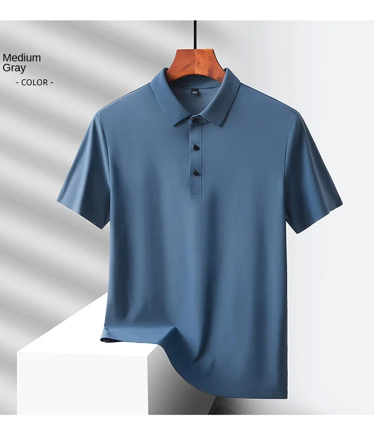 Selected popular nylon fabric, dad's summer clothing, middle-aged men's short sleeved T-shirt, summer ice silk quick drying, mid
