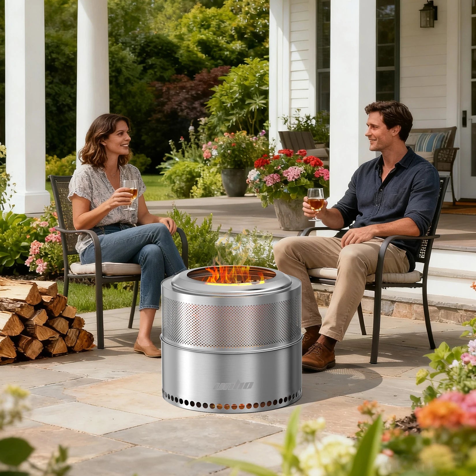Wood Burning Firepit,Large Stainless Steel Smokeless Fire Pit with Carry Bag,Outdoor Camping Firewood Burner Stove
