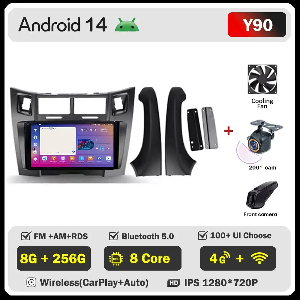 Car Radio Android 16 For Toyota Yaris 2 XP90 2005 - 2012 Auto Multimedia Stereo Dash Cam Screen GPS Head Unit Navigation DVD BT