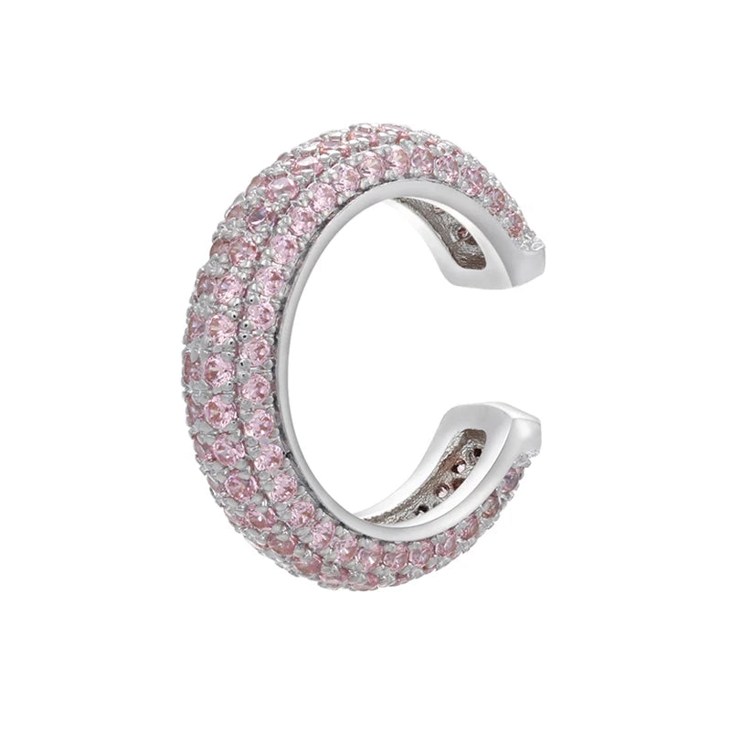 1 Piece Ear Clip on Earring Cuff Rainbow CZ Gold Silver Color Earing Jewelry Aretes Non Pierced Blue Black Clear Clipping