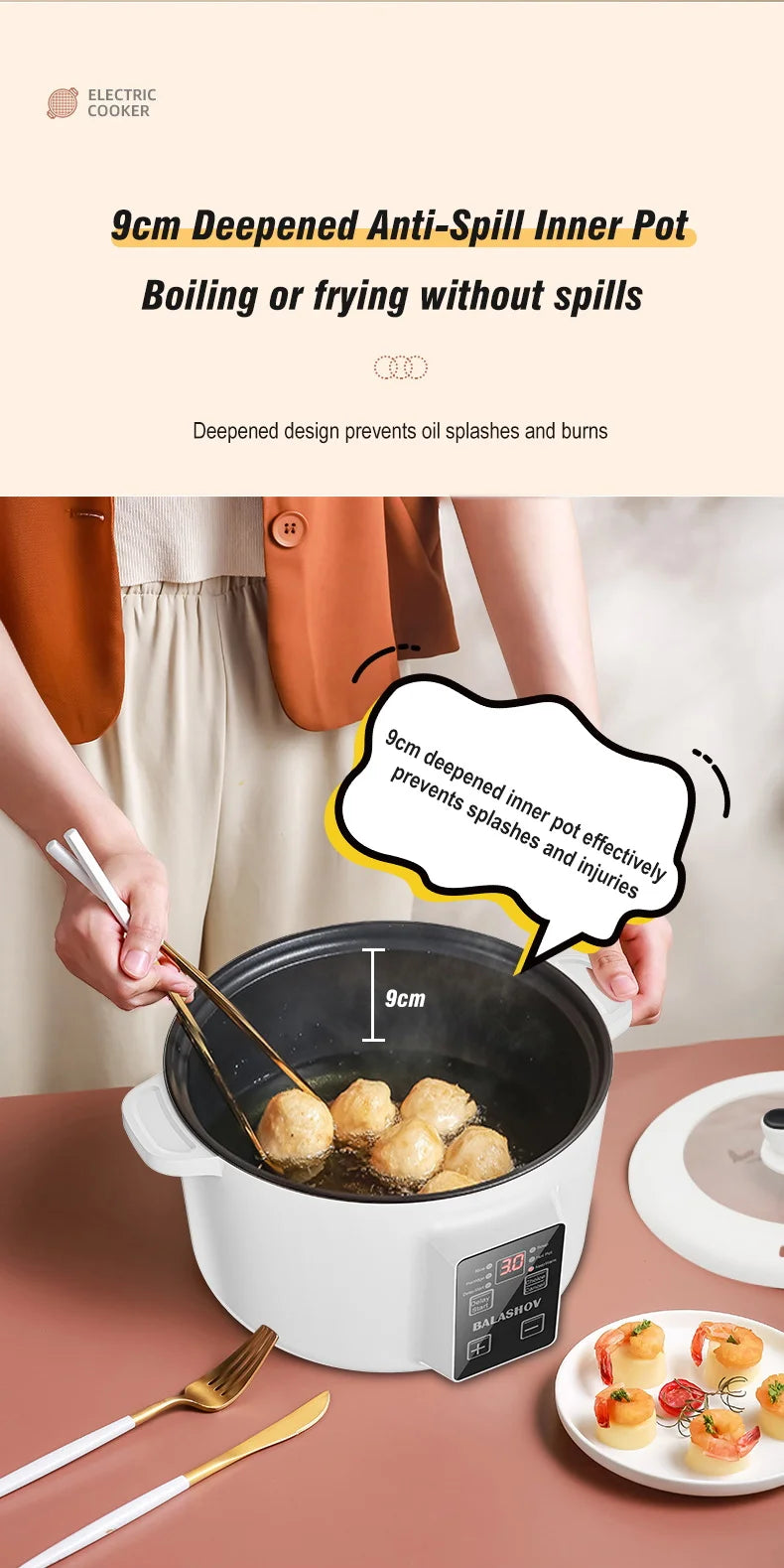 220V Electric Cooker Non-stick Cooking 3.5L Hot Pot Multifunction Electric Cooker Smart Rice Pot For Home Electric Hot Pot