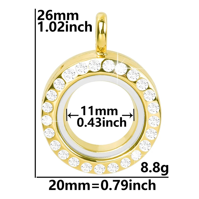 1Pc Punk Heart Round Memory Reliquary Photo Medaillon Pendant Glass Geometric Cremation Ashes Floating Locket кулон Jewelry