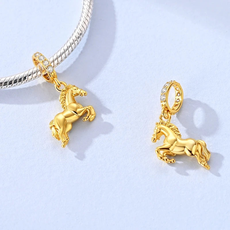Hot Sales 925 Sterling Silver Golden Series Charms Beads Cross Devil's Eye Bow Charms Pendant Fit Original Bracelet DIY Jewelry