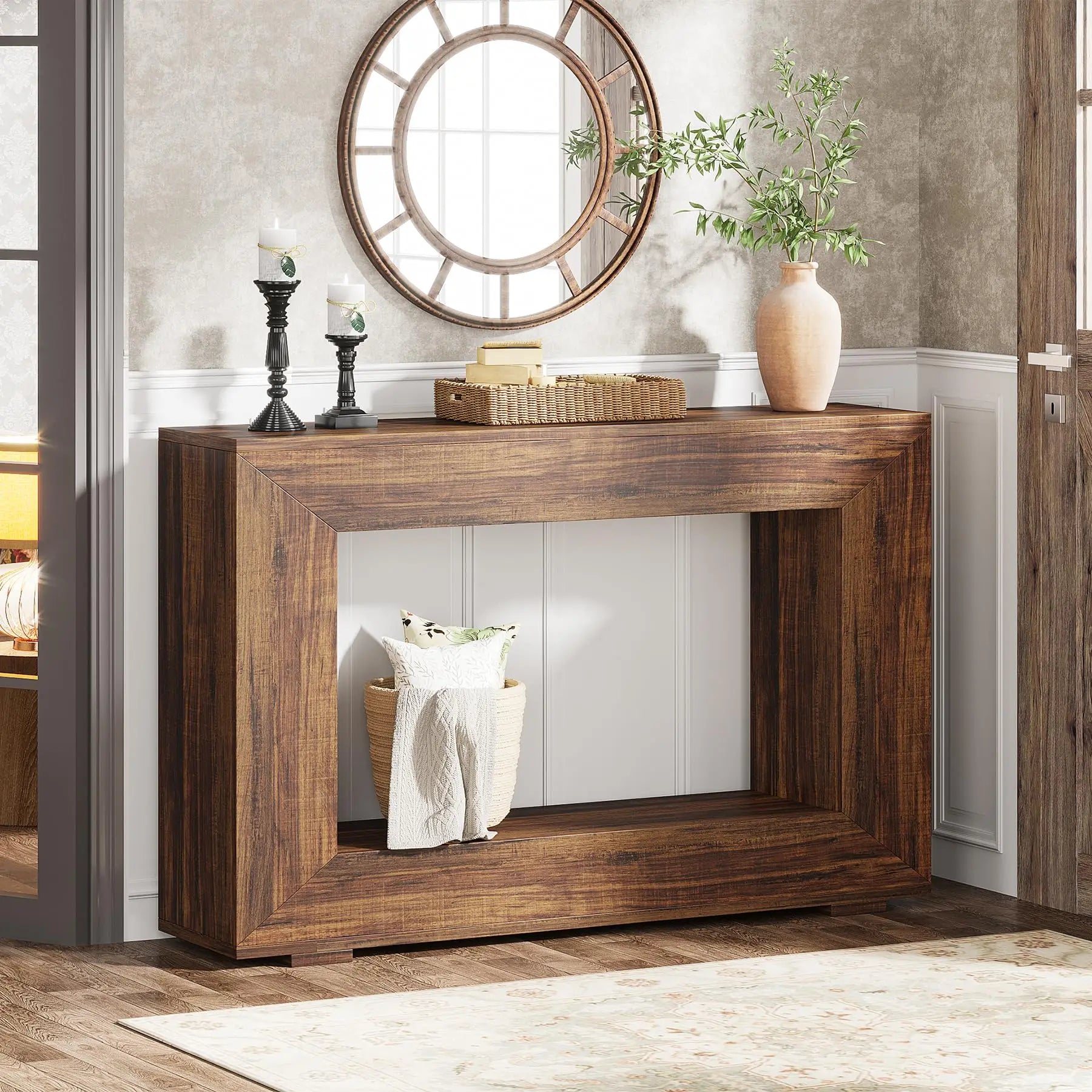 Tribesigns 47" Farmhouse Console Table with Storage, Industrial Hallway Sofa Table for Entryway, Living Room