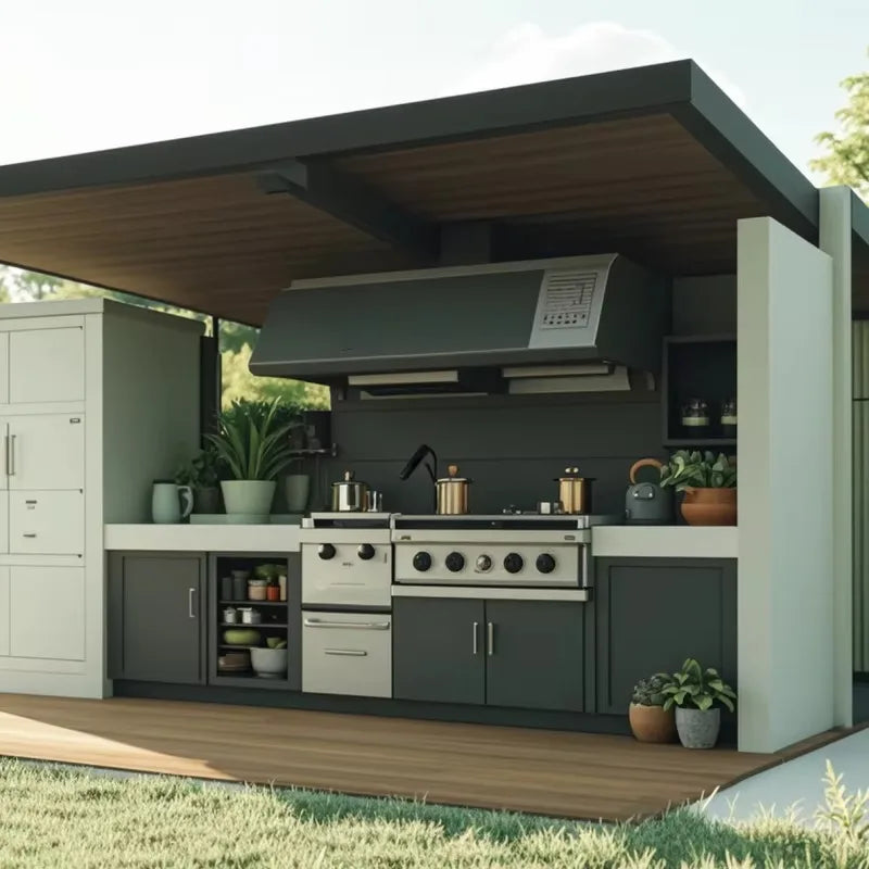 Custom Outdoor Kitchen for Sale BBQ Grill Camping BBQ Kitchen Outdoor Set Outdoor Kitchen Cabinets Island Modern Grey Kitchen