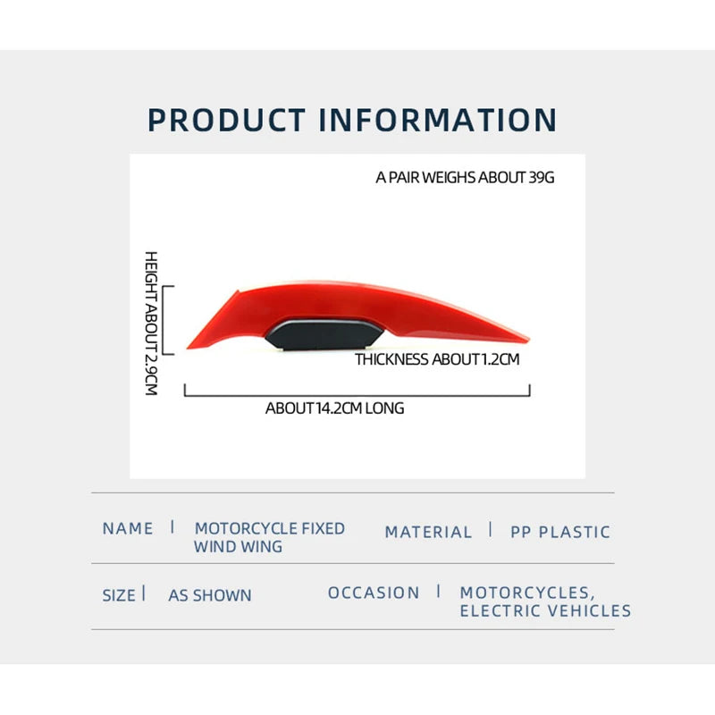 1 Pair Universal Motorcycle Decorative Winglet Aerodynamic Spoiler Dynamic Wing Car Exterior Styling Modified Accessories