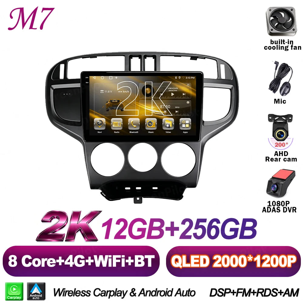Android 16 For Hyundai Matrix 2001-2010 Car Radio Stereo Head Unit Multimedia Video Player GPS Navigation 2K QLED 9 Inch 5G RDS