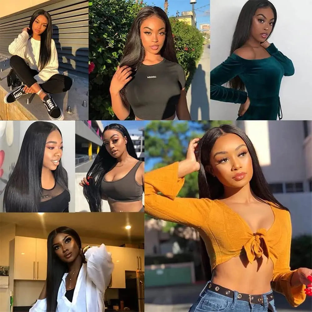 12A Brazilian Long Straight Hair 1/3/4 Bundle Deals Unprocessed Virgin Human Hair Bundles Natural Black Color 12-42 Inches
