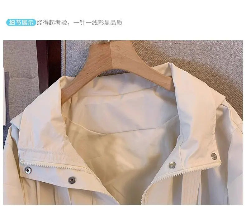 Short Hooded Jacket Women's Spring Autumn 2026 New Lady Loose Thin Work Jacket Top Solid Casual Student Zipper Outwear