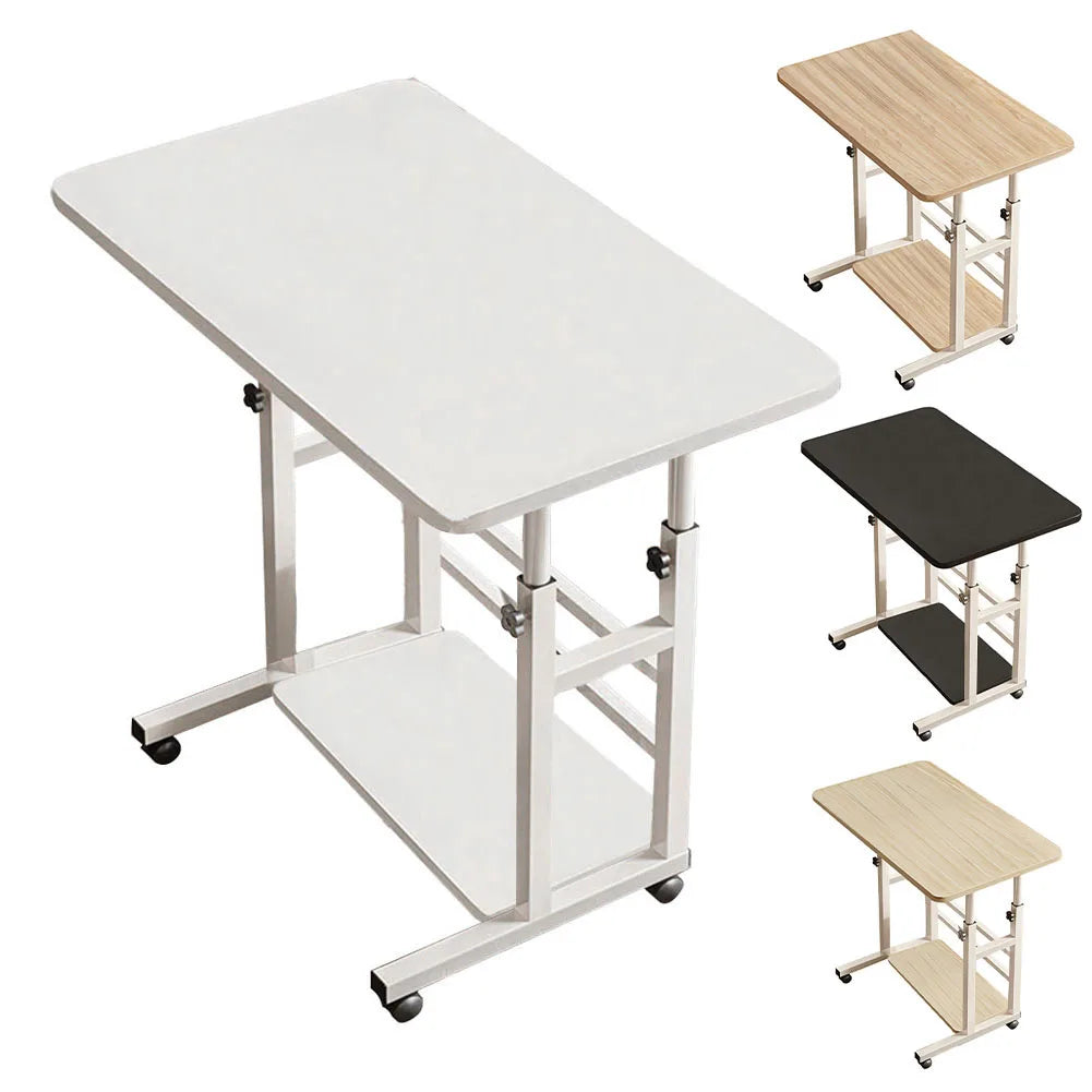 Bedroom Dormitory Movable Bedside Laptop Table Height Adjustable Bedside Table With Wheels Desk Tray Table