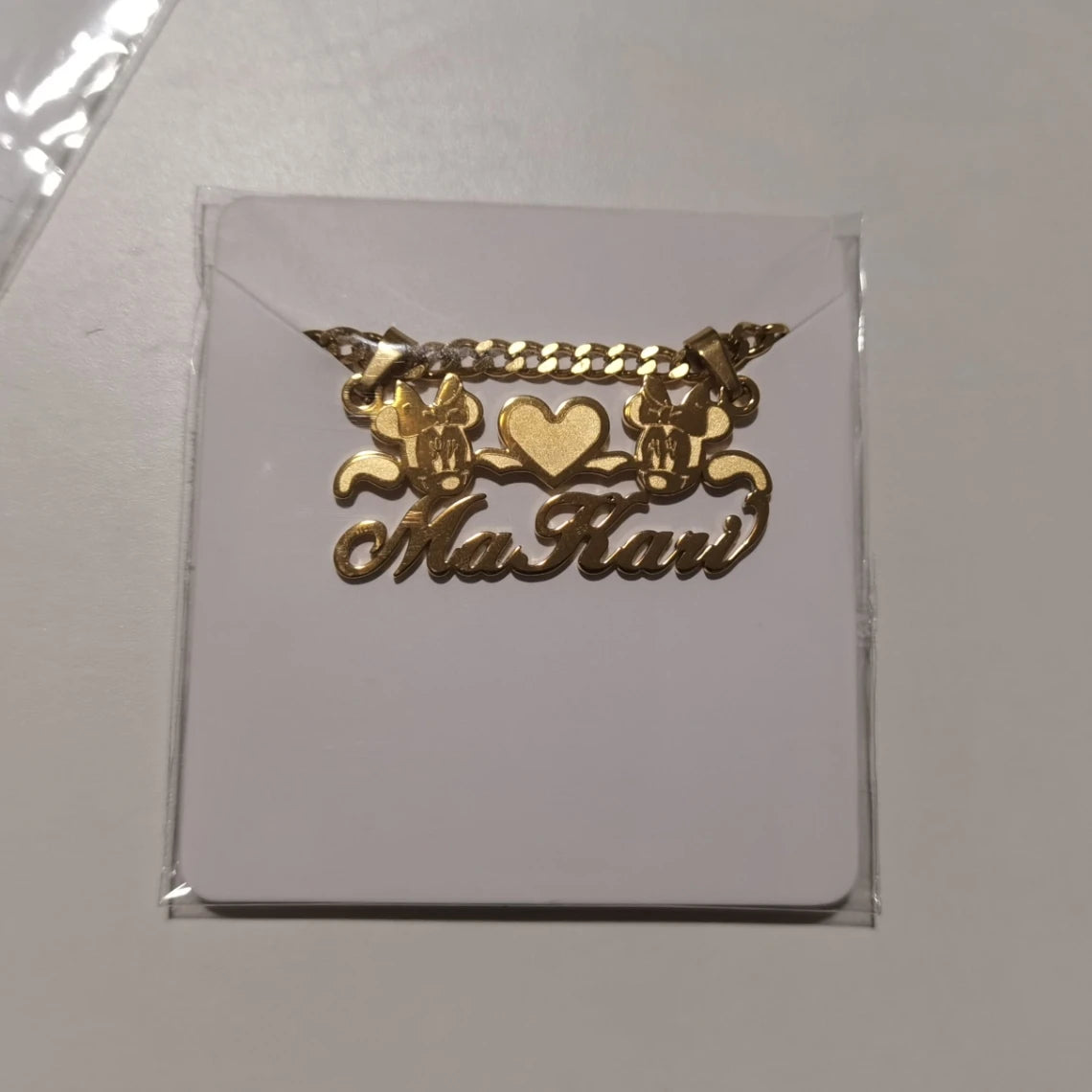 Custom Removable Cartoon Character Name Pendant Gold Color Stainless Steel Heart Nameplate Necklaces For Women Girl Kids