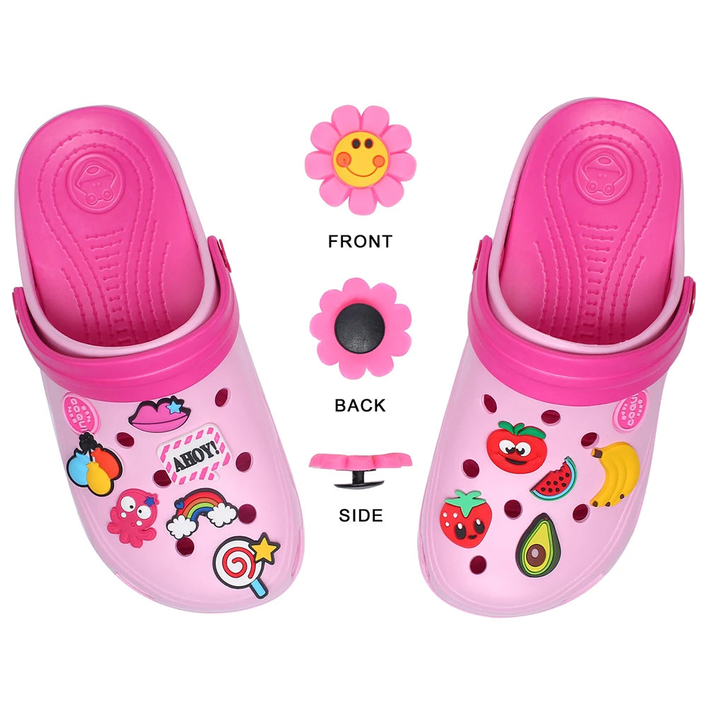30-200Pcs Random Mixed Shoe Charms Decoration Fit Bubble Slides Clog Sandals Ornament Shoes Accessories Pins kids Party Gifts