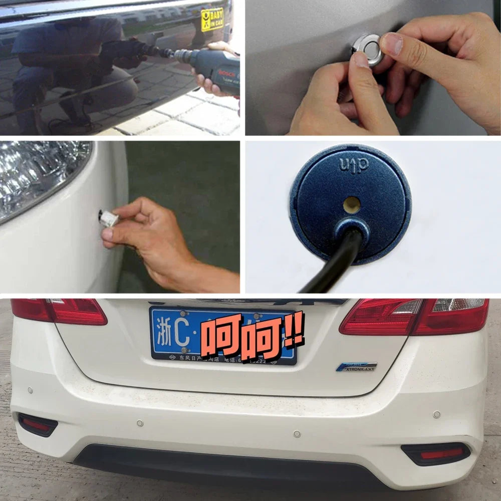 8 Parktronic Parking Sensors Kit Reversing Front and Rear Car Backup Radar Detector Backing Assistance Sound Aler AID
