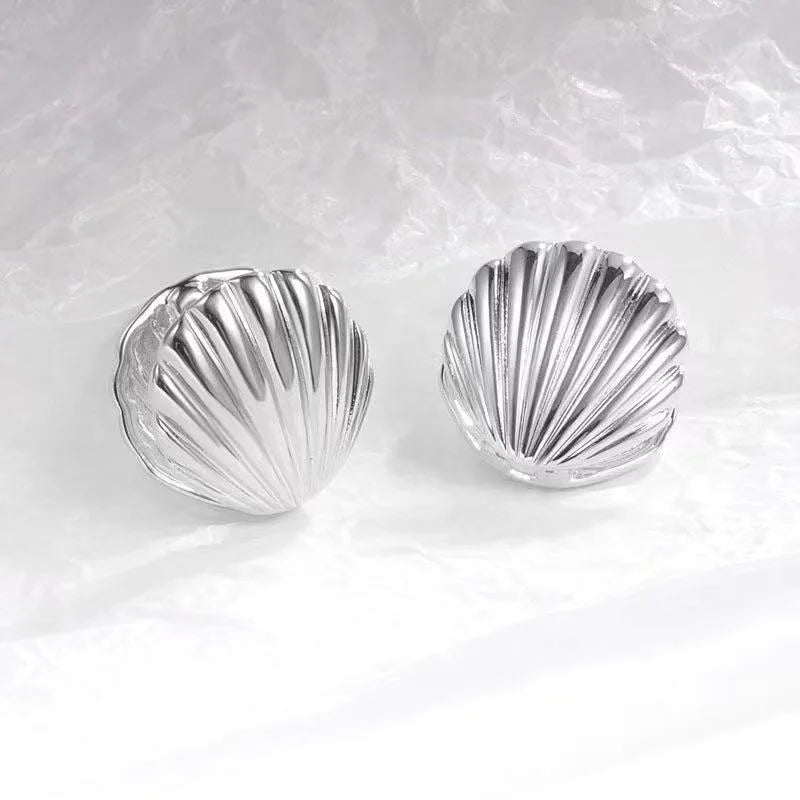 Exaggeration Ocean Style Shell Texture Stud Earrings for Women Trendy Accessories Personalization Jewelry Earrings Daily Wear