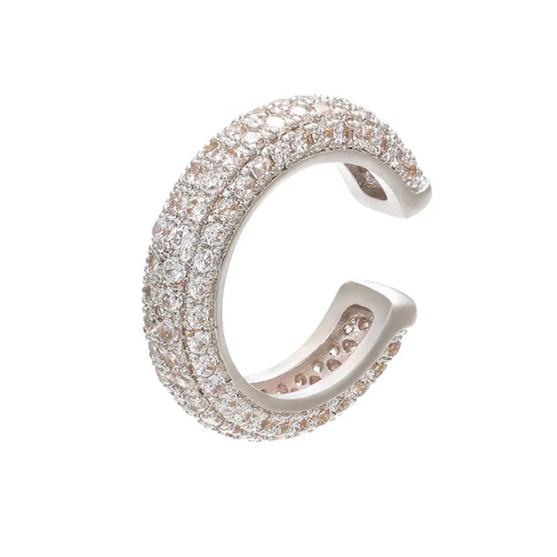 1 Piece Ear Clip on Earring Cuff Rainbow CZ Gold Silver Color Earing Jewelry Aretes Non Pierced Blue Black Clear Clipping