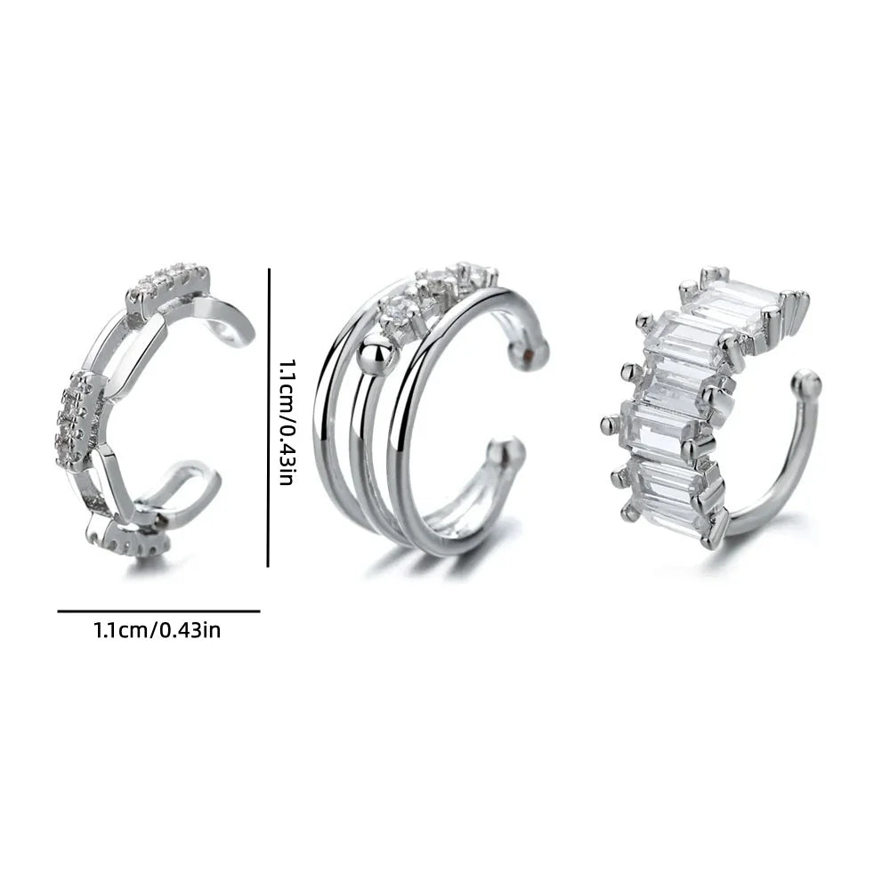 A Girl 1Pcs Silver Color Ear Cuffs Without Piercing Ear Clip Earrings Non-Piercing Fake Cartilage Earrings For Women Jewelry ﻿