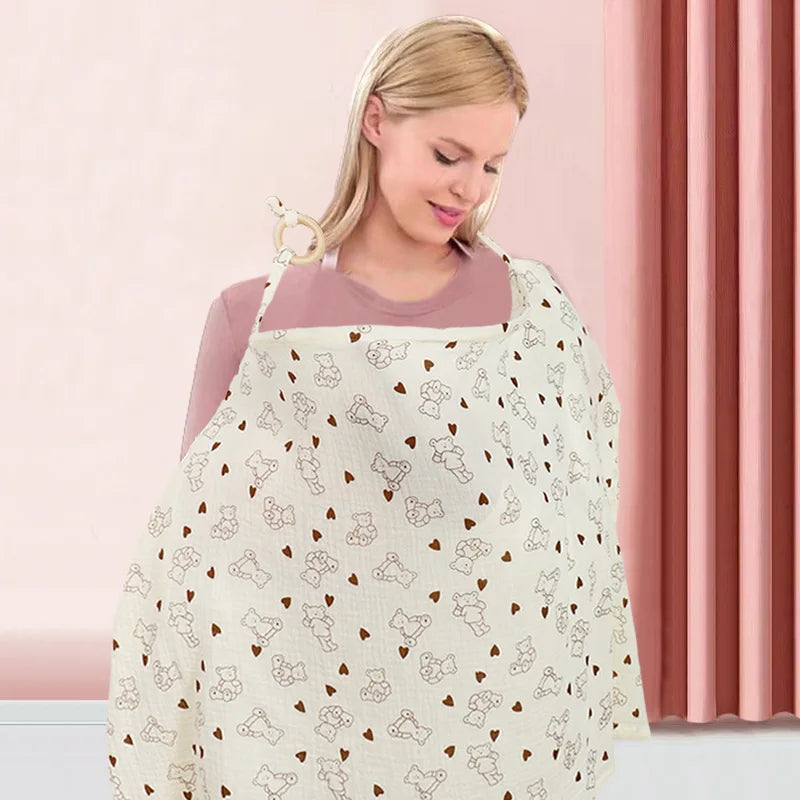 Double Layer Cotton Nursing Cover Breastfeeding Shawl Anti Embarrassment Baby Blanket & Stroller Cover