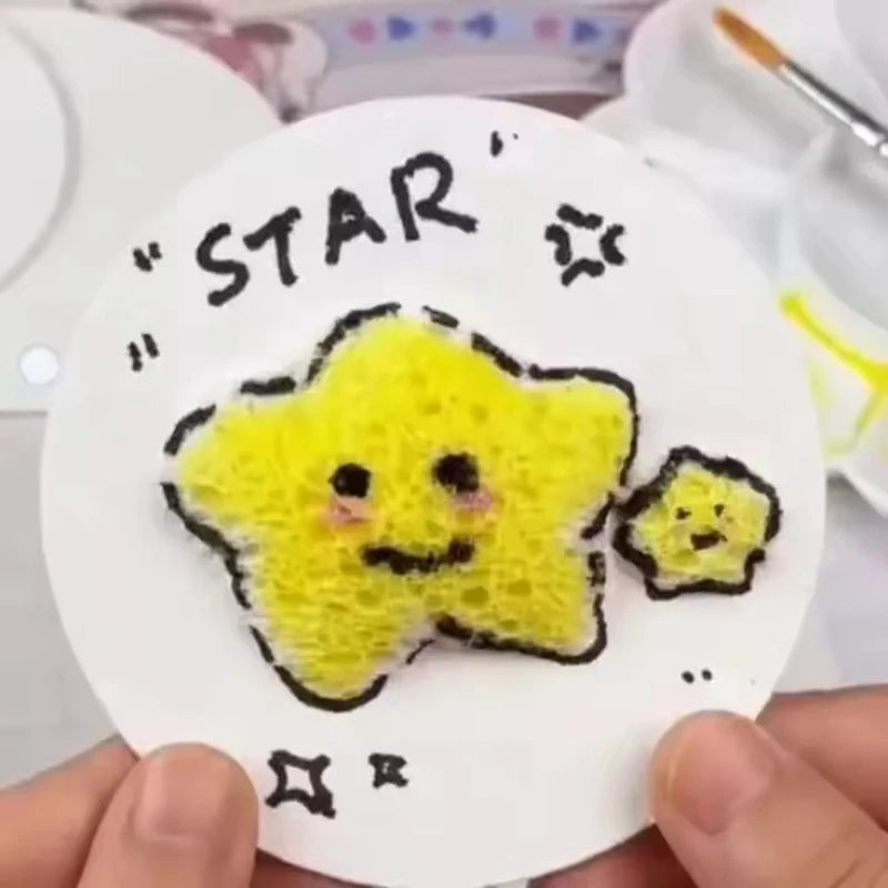 5/100Pcs 3D Drawing Magic Canvas Sponge with Water Brush DIY Art Foam Texture Painting Paper Kids Birthday Party Christmas Gifts