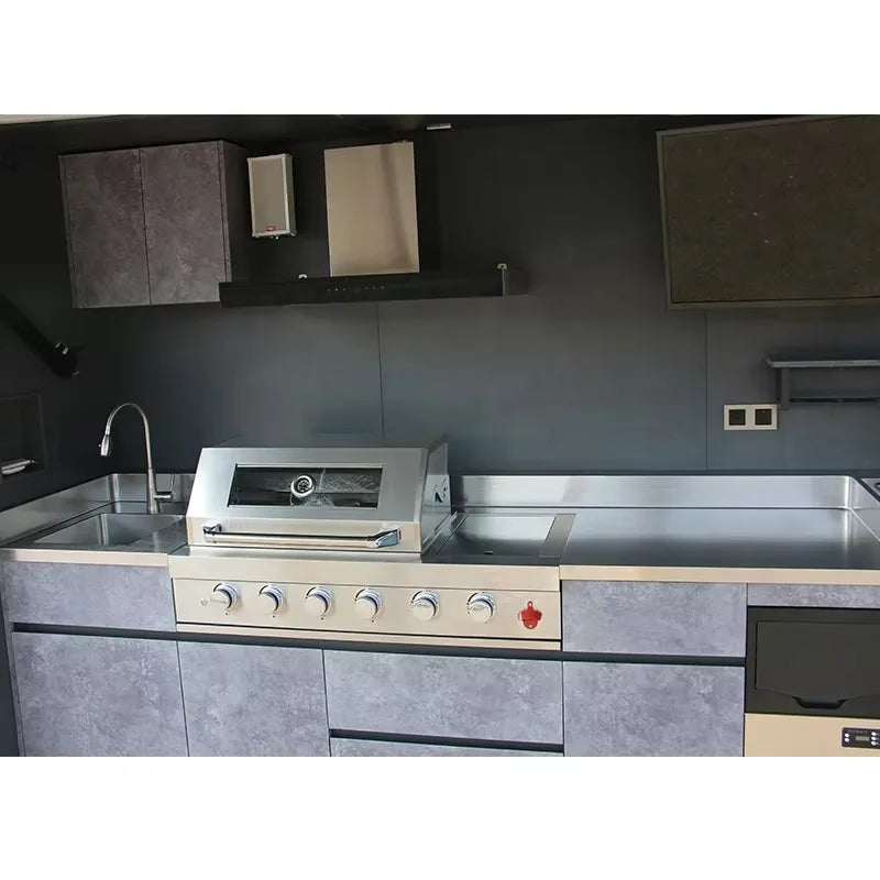 Custom Outdoor Kitchen for Sale BBQ Grill Camping BBQ Kitchen Outdoor Set Outdoor Kitchen Cabinets Island Modern Grey Kitchen