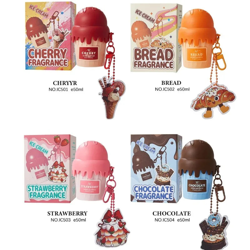 50ml Ice Cream Shaped Women Perfume Long Lasting Gourmand Fragrance Sweet Elegant Body Mist Cute Dessert Inspired Strawberry