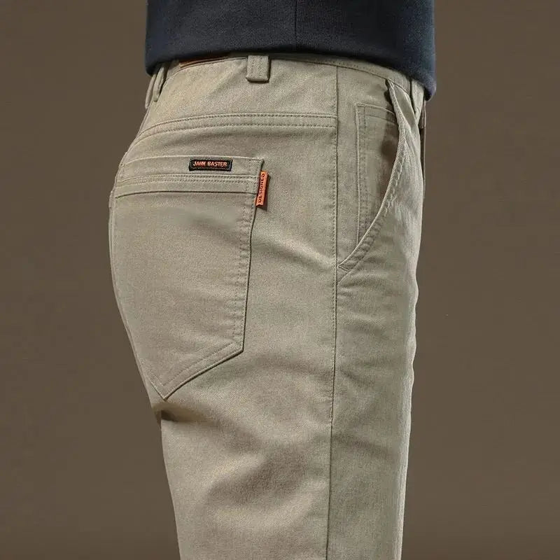 2026 Summer Thin Cotton Men's Casual Pants Trendy Versatile Elastic Light Business Trousers Work Formal Slim Straight Pants
