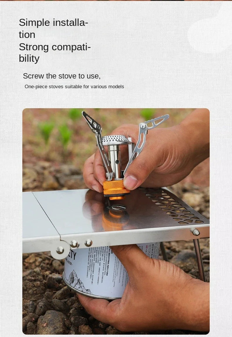 Outdoor Furnace Head Folding Table Camping Accessories Stainless Steel Portable Tea Table Multi Purpose Splicing Barbecue Table