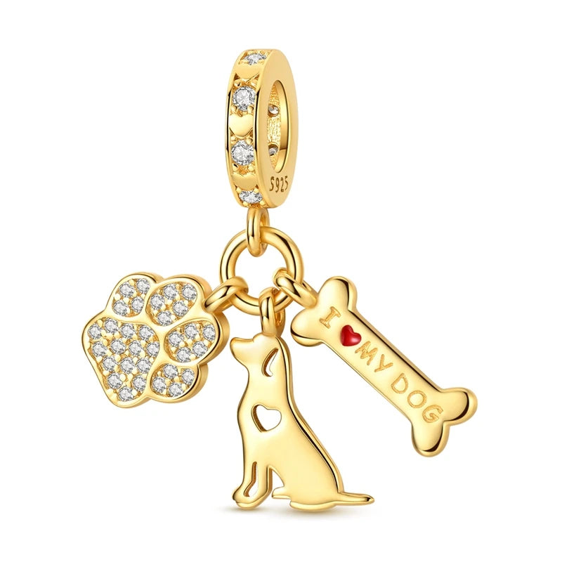 Hot Sales 925 Sterling Silver Golden Series Charms Beads Cross Devil's Eye Bow Charms Pendant Fit Original Bracelet DIY Jewelry