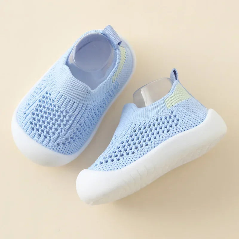 Breathable Knit Mesh Walking Shoes for Kids Spring Summer Soft Sole Anti-Collision Unisex Pastel Casual Sneakers Toddlers 1-3Y