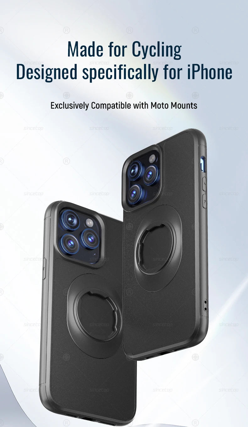 Shockproof Case for iPhone 17/16/15/14/13/12/11Pro Max Quad-Style Motorbike / Bicycle Phone Holder/Car Mount with Lock-in Design