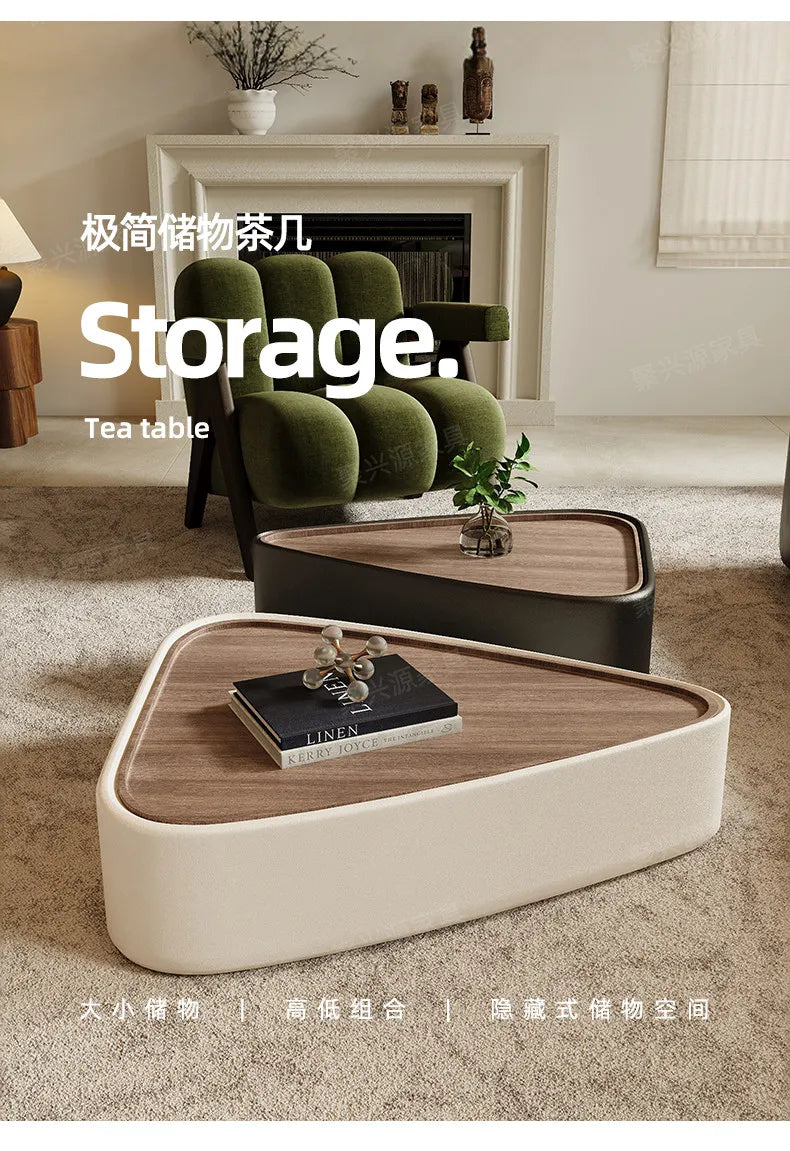 Coffee Table Living Room Small Space Luxury Cream Designer Simple Solid Wood Minimalist Storage Nordic Round Center Furniture