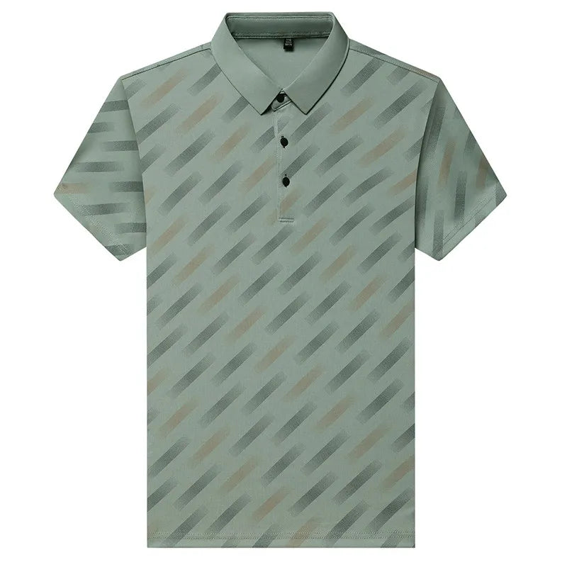 2026 New Men's Business Casual Short Sleeved Printed Polo Shirt Fashionable Breathable Comfortable and Versatile Top