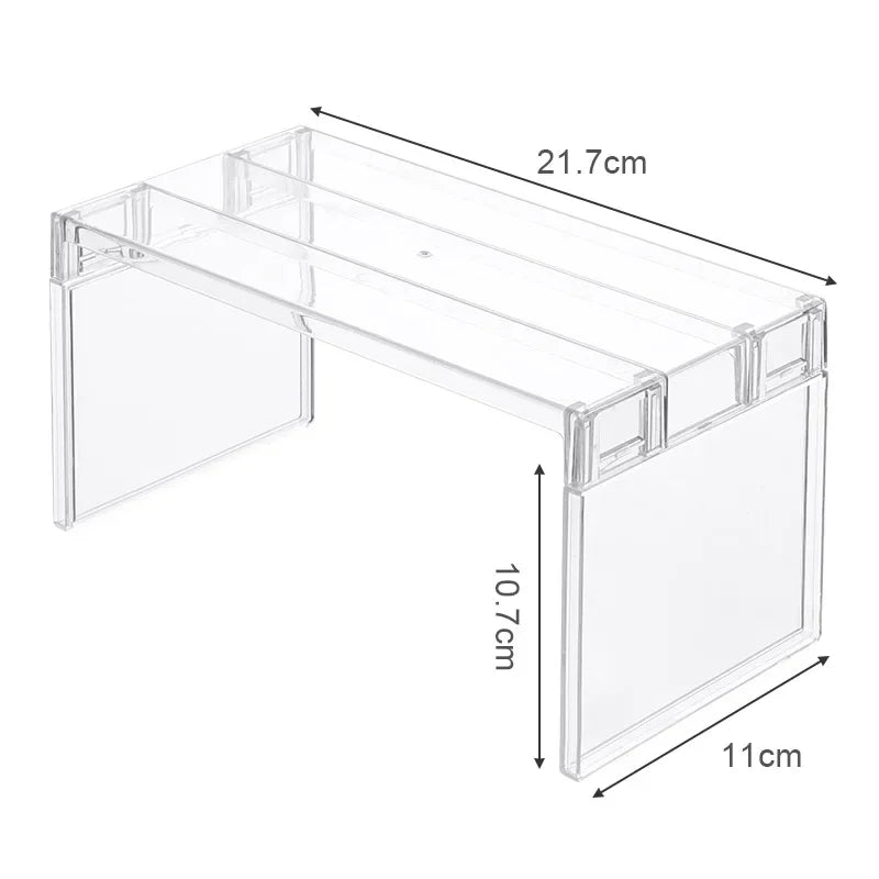 [Kitchen Storage] Clear Expandable Cabinet Organizer, Spice & Dish Divider, Multi-Scene Use For Kitchen & Bathroom