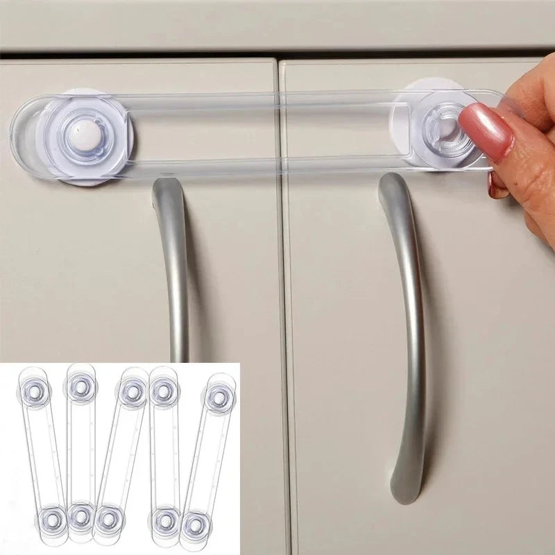 Multi-functional Child Safety Lock Transparent Anti-Opening Soft Strap Drawer & Refrigerator Lock for Home Security