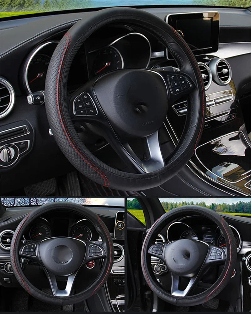 Universal Car Steering Wheel Cover Skidproof Auto Steering- Wheel Cover Anti-Slip Embossing Leather Car-styling Car Accessories