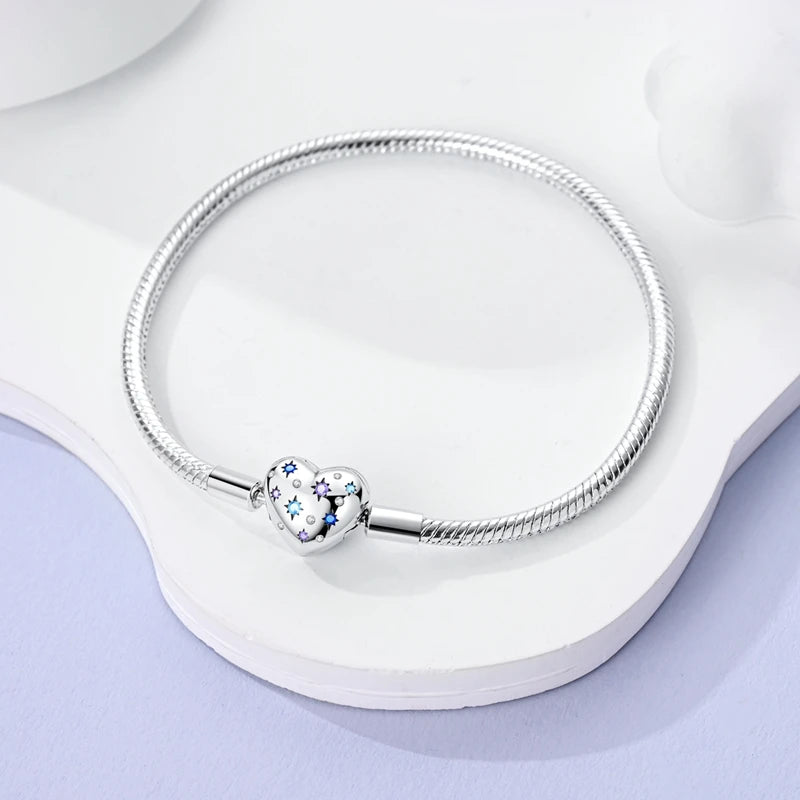 Bracelet Original 925 Sterling Silver Charm Bracelet 17-20CM Love Heart Pave Zirconia Bracelet for Women DIY Charm Jewelry Gifts