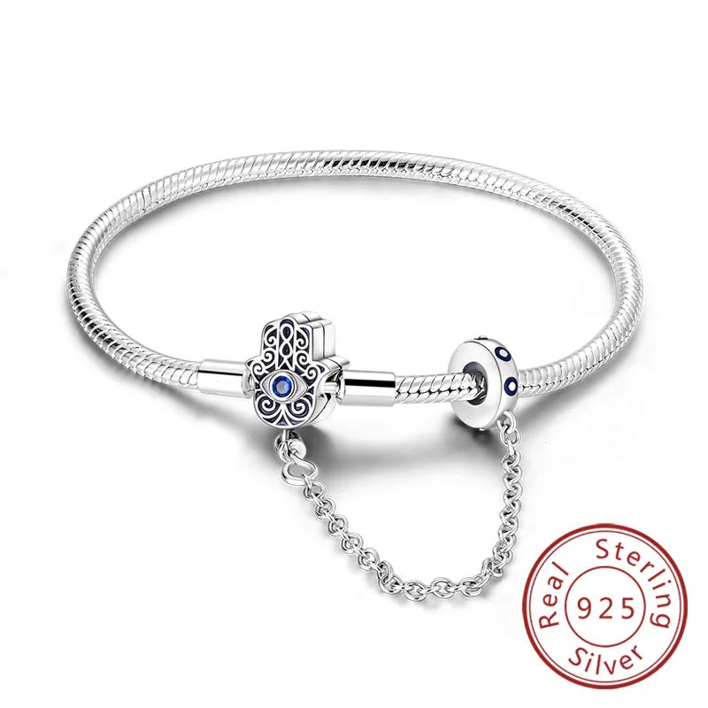 Bracelet Original 925 Sterling Silver Charm Bracelet 17-20CM Love Heart Pave Zirconia Bracelet for Women DIY Charm Jewelry Gifts