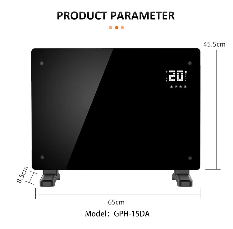 Home Bathroom Glass Convector Electric Wall Heater with Wifi App Control