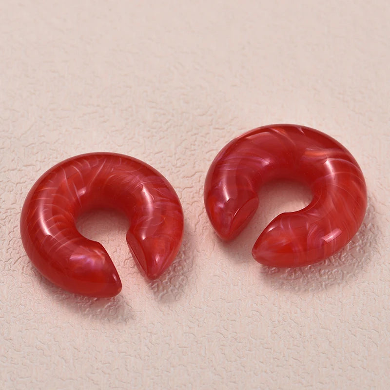 1 Pair Simple Smooth Circle Round Ear Clip On Earrings For Women C Shape Resin Without Piercing Fake Cartilage Ear Cuff Jewelry
