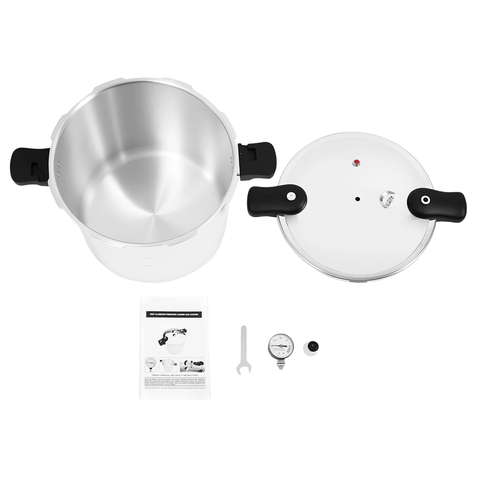 22L Thickened Explosion-Proof Pressure Cooker with Pressure Gauge and Safety Valve for Gas Stoves, Electric Ceramic Stoves