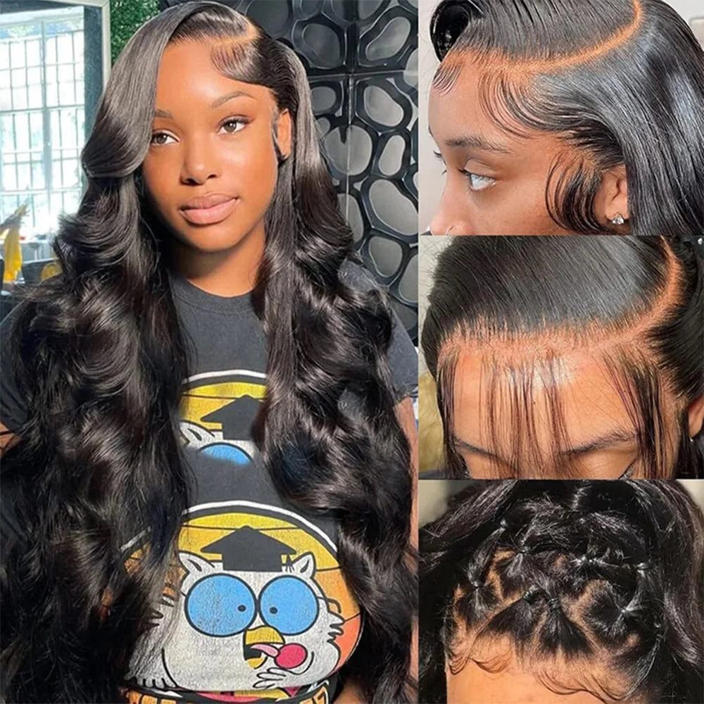 200% Density 13x6 Body Wave Lace Front Wigs Human Hair Pre Plucked For Black Women HD Transparent Glueless Lace Frontal Wigs